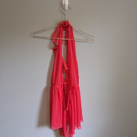 NWT Adore Me Coral Sheer Tie V-Neck Nightie, size XL - Picture 4 of 7